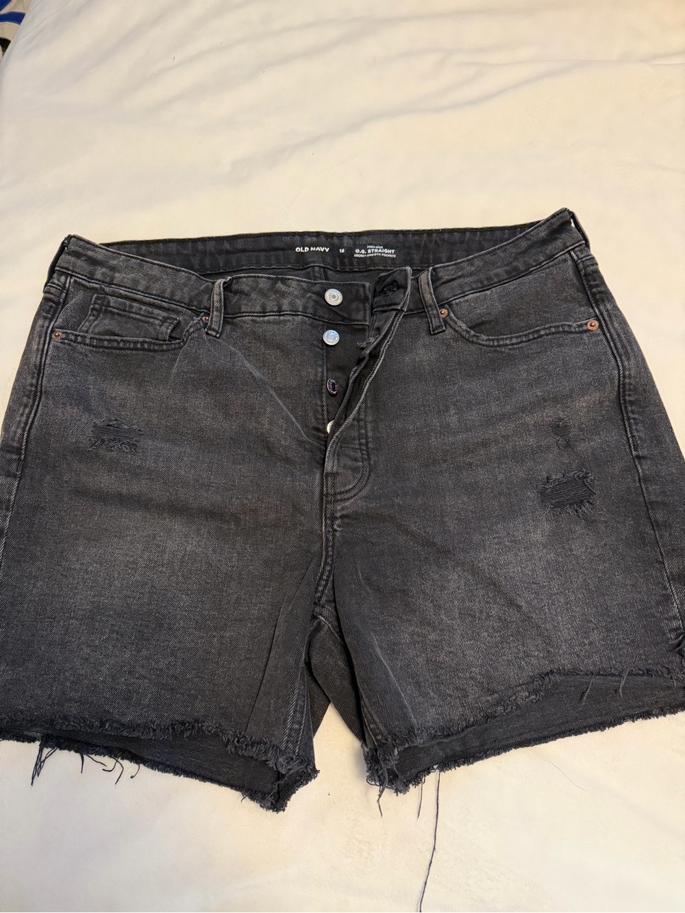 Old Navy Charcoal Black Distressed Jean Shorts